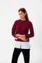 Organic Cotton Paneled Women's Burgundy Long Sleeve Blouse - 2