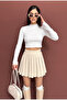 Half Fishing Collar Buttoned Long Sleeve Blouse Ribbed Knit Op Bluz - 5