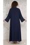 Women's Comfortable Fit Dress with Pearl Embroidery on the Collar and Sleeves - 4