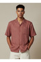 Men Regular Fit Camp Collar Textured Short Sleeves Resort Shirt