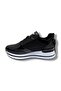 2927-26 Leather Wedge Heeled Anatomical Women's Sneaker Black White - 3