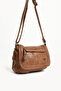 Women's Leather-Look Multi-Pocket Crossbody Shoulder Bag with Adjustable Strap – Black/Grey/Tan - 2