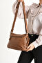 Women's Leather-Look Multi-Pocket Crossbody Shoulder Bag with Adjustable Strap – Black/Grey/Tan - 5