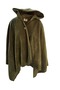 Khaki Green Warm Anti-Pilling Fleece Hooded Unisex Outdoor Camper Poncho Winter Buttoned Shawl - 2