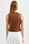 Women's Double-Breasted Cut Slim Fit V-Neck Button Detailed Vest - 4