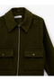 Long Sleeve Classic Collar Pocket Detailed Oversize Zippered Jacket - 5