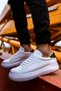 Yg107 Felibord Men's Casual Lace-Up Leather Sports Sneaker Shoes Cbt - White/Khaki - 6