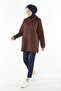 Women'S, Brown, Zippered Kangaroo Pocket Sweatshirt, Soft Brushed Inside , Comfortable Fit Hijab Cap _1929 - 5