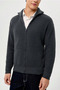 Men's Smoked Mock Neck Zippered Slim Fit Knitwear Cardigan - 2