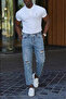 Men's Boyfriend Blue Denim Fabric Ripped Detailed Jean Denim Pants Sd-389 - 3