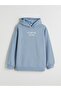Blue Printed Girls' Thick Sweatshirt