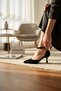 Elegant Black Suede Thin Heel Pointed Toe Ankle-Strapped Heel Shoes