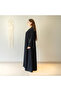 Black Abaya Women – V-Neck, Buttoned Front-Open Style - 2