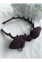 Burgundy linen-look bow-tiered crown