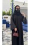 عباية شذاء كريب ميني مارت واقف بأكمام فاخرة – عباية سوداء عملية وأنيقة