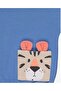 Blue Tiger Patterned Sweatshirt and Sweatpants Set with Pocket Detail - 3