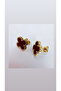 Steel Clover Burgundy Color Earrings Do Not Tarnish - 2