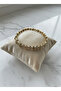 Gold Color Geometric Bar and Triangle Detailed Stone Bracelet - 2