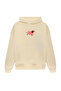 Unisex Hot Dog Printed Oversized Bowl Cut Cotton 3 Thread Ş Fleece-Lined Beige K Hooded Sweatshirt