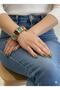 Green and Brown Resin Gold Ring Detailed Bracelet - 2