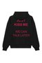 Unisex Just Kiss Me Printed Oversized Bol Cut Cotton 3 Thread Ş Fleece-Lined Black K Hooded Sweatshirt