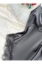 Midnight Noir Lace Detailed Long Satin Nightgown - 5