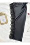 Midnight Noir Lace Detailed Long Satin Nightgown - 4