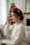 New Year Red Big Ribbon Christmas Crown Hair Accessory – Premium Handmade Design - 3
