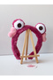 Hearted Frog Eyed Children's Crown Pink Plush Girl's Crown - 4