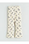 Beige Elastic Waist Girls' Leggings Pants - 4