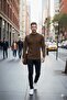 Men's Brown Half Turtleneck Knit Sweater – Slim Fit , Soft Textured, Winter Comfortable Sweater - 2