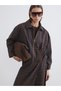 Lcw Vision Brown Gabardine Plaid Oversize Women's Jacket