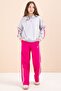Fuchsia Striped Detail Wide Leg Embroidered Girls Oversized Tracksuit Set 23457 - 3