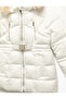 Long Sleeve Faux Fur Detailed Belted Hooded Coat - 4