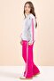 Fuchsia Striped Detail Wide Leg Embroidered Girls Oversized Tracksuit Set 23457 - 4