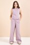 Rose Wide-Leg Pants Girls' Linen Crop Top Set 23451