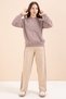 Beige Striped Detail Wide Leg Embroidered Girls' Oversized Tracksuit Set 23456 - 6