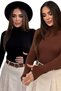 Women's Black Brown Finger Detail Turtleneck Bodysuit Set of 2