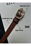 2-Piece Splice Double Ring Pattern Women's Gold Buckle Belt Jacket Belt Dress Belt Trouser Belt - 4
