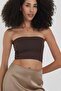 Women's Brown Scuba Strapless Cropped Top - 2