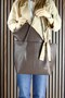 Coffee Vegan Magnetic Closure Large Size Casual Shoulder Bag and Handbag with Strap