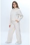 Girl's 2-Piece Set Hooded Off-Shoulder Sweatshirt Wide-Leg Sweatpants with Pockets & Velvet - 2