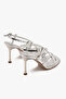 Vera Silver Patent Leather Cross-Strapped Ankle Strap Thin Heeled Shoes - 7