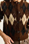 Women's Brown Diamond Patterned Crew Neck Cardigan 20251098 - 6