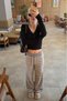 Gray Striped Women's Knitwear Pants Sh333 - 3