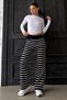 Black Striped Women's Knitwear Pants Sh333