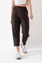 Women's Brown Balloon Model Elastic Waist piped Ankle Pantalon Leggings - 4