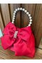 Red Evening Dress Bag with Stones and Pearls Satin Bag Henna Night Bag - 2