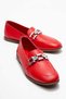 Women's Genuine Leather Loafers Crystal Buckled Casual Shoes Red Milano
