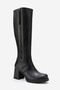 Lensa Black Skin Genuine Leather Zippered Women's Thick Heeled Boots - 4